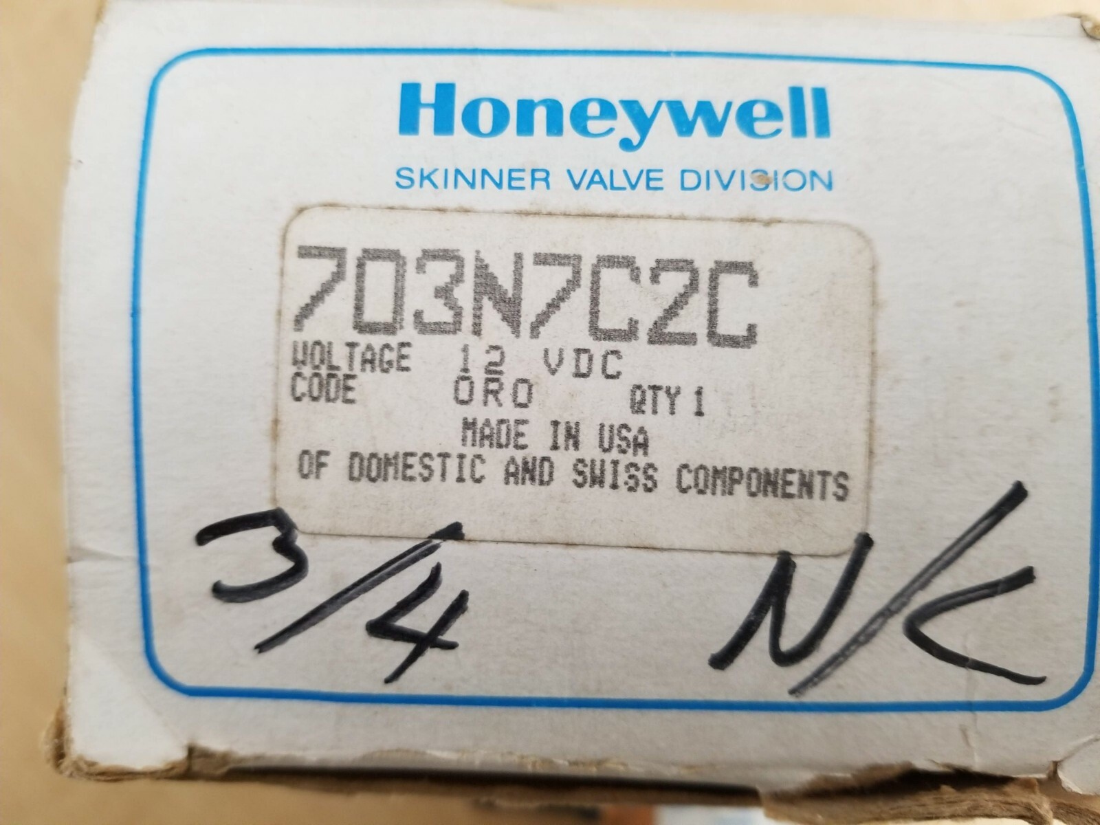 703N7C2C Honeywell Gas Valve – 12V 3/4″ NPT