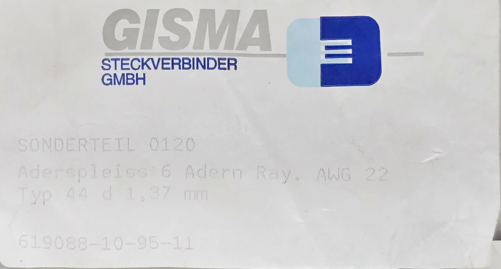 GISMA 619088-10-95-11 Aderspleiss 6 Adern AWG22 TYP44 LOT OF 2