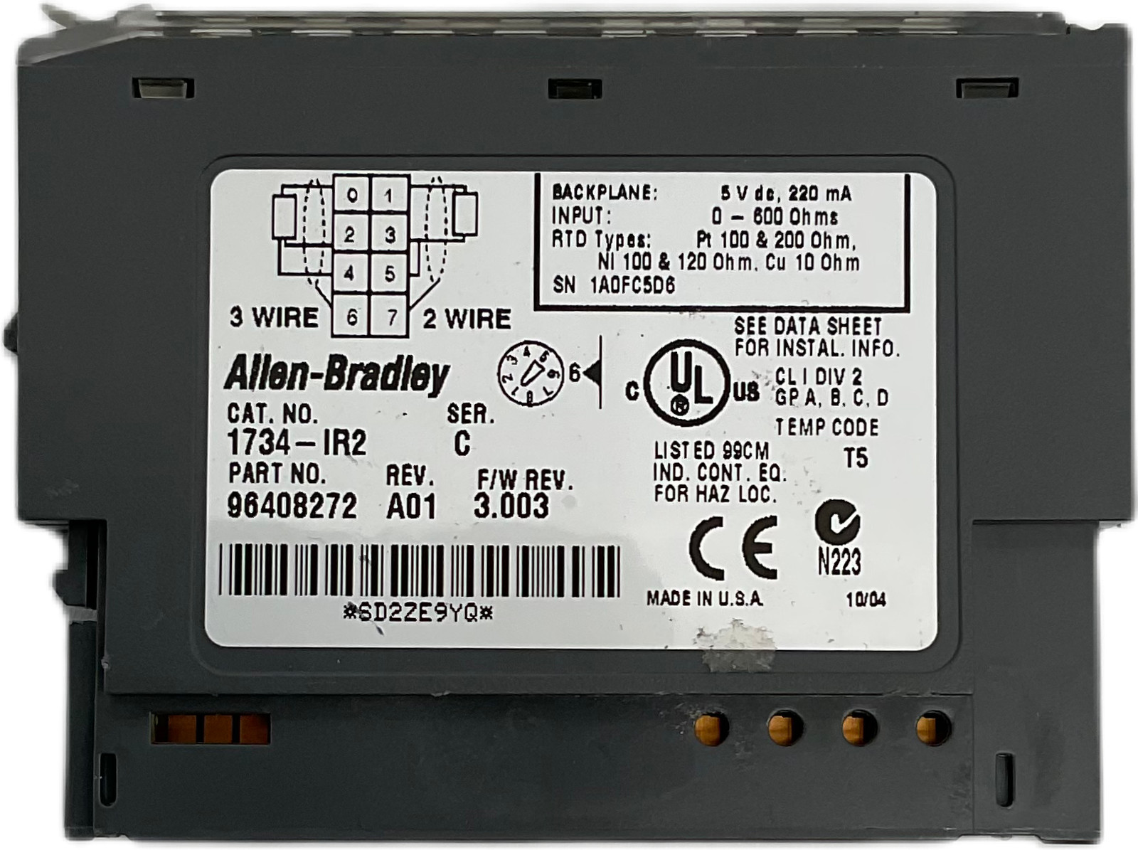 Allen Bradley 1734-IR2 SER C Point I/O 2-Ch RTD Input Module