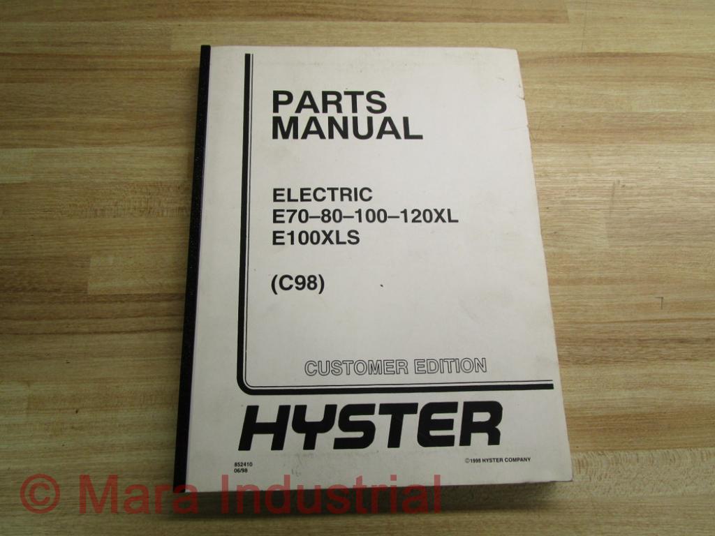 Hyster 852410 Parts Manual For E70-80-100-120XL Hy-852410