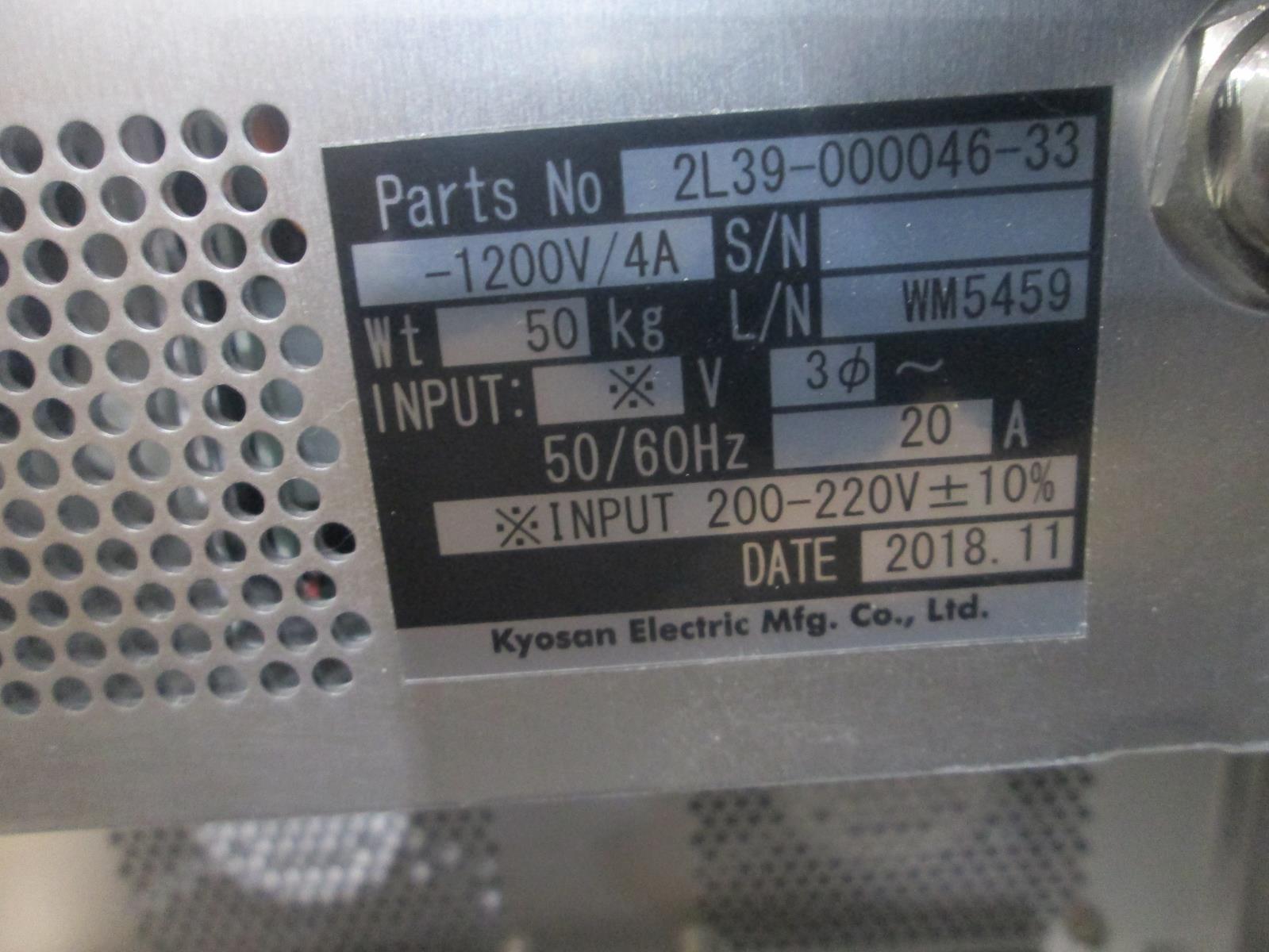 KYOSAN ELECTRIC 2L39-000046-33, 1200V/4A 2018.11 GENERATOR