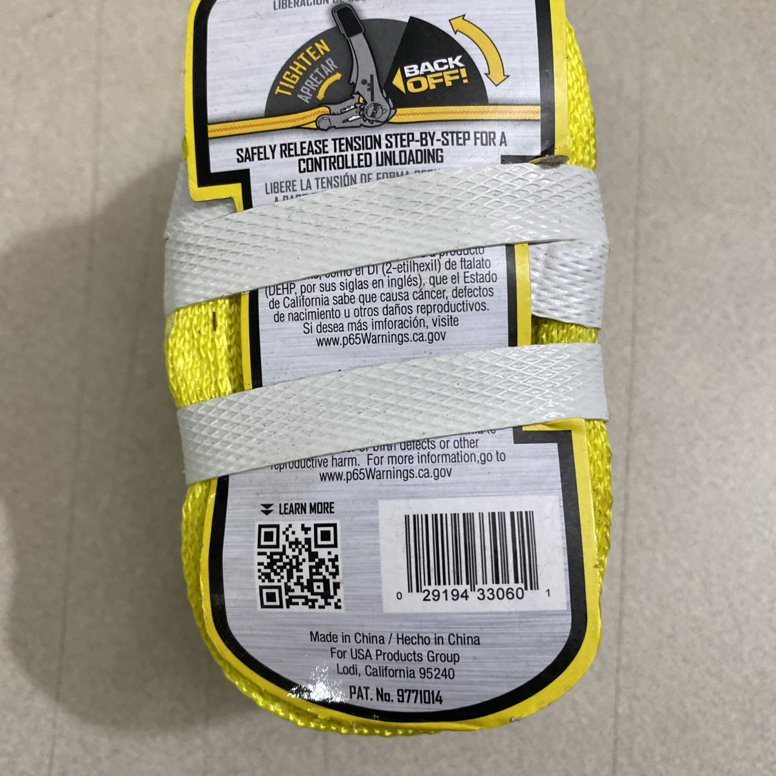 Progrip Cargo Control 330600 Tie-Down Strap, 16 Ft. L, 1-1/4″ W, Yellow