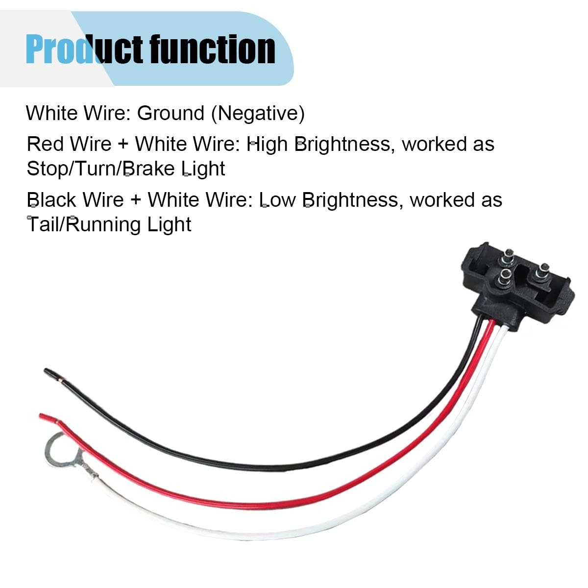 4PCS 3 Pin Truck Trailer Light Connector, 3 Prong 9.65 inch, Black+Red+White