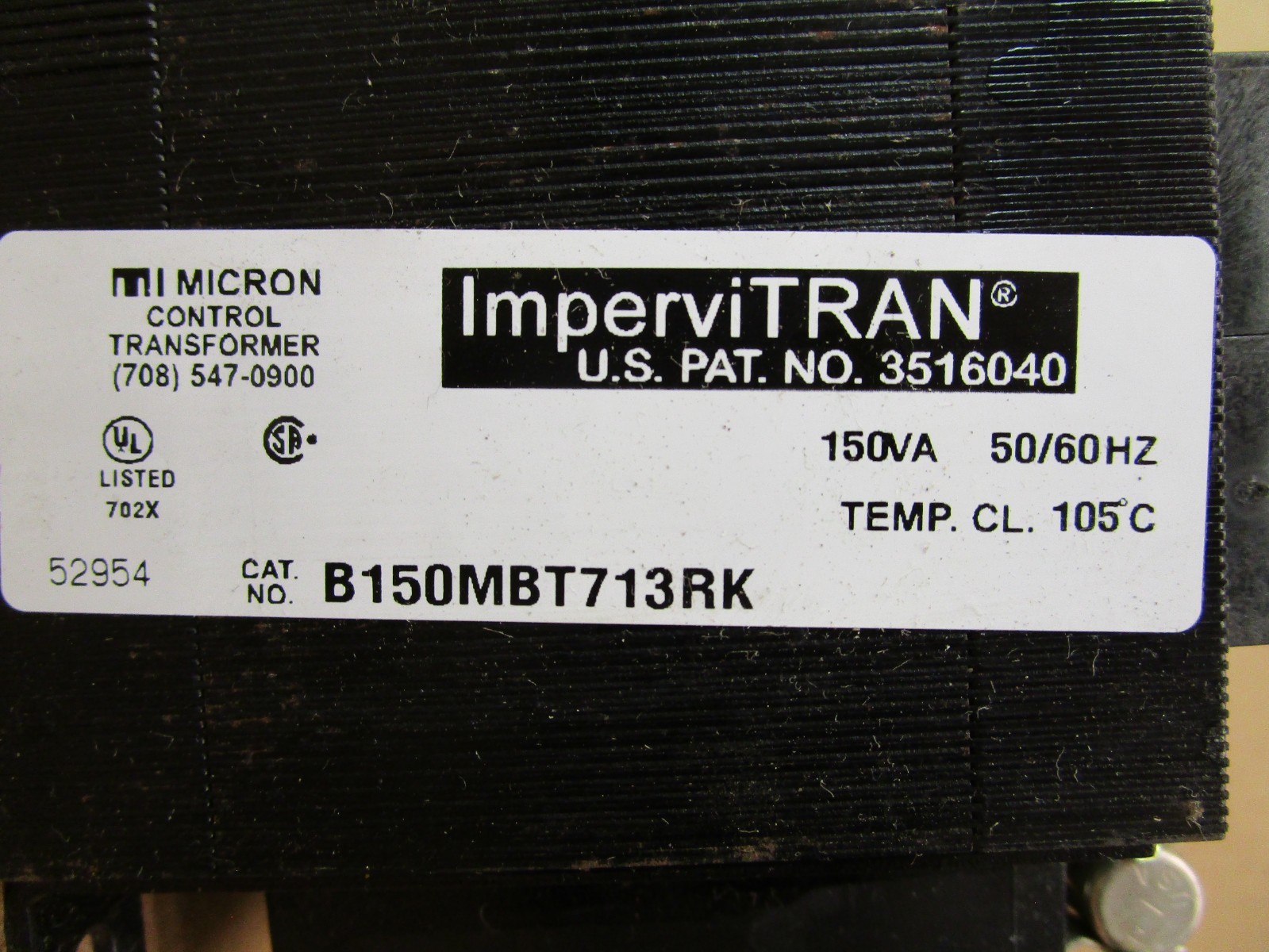 ImperviTRAN MI MICRON Control Transformer B150MBT713RK 150VA 51858NADC