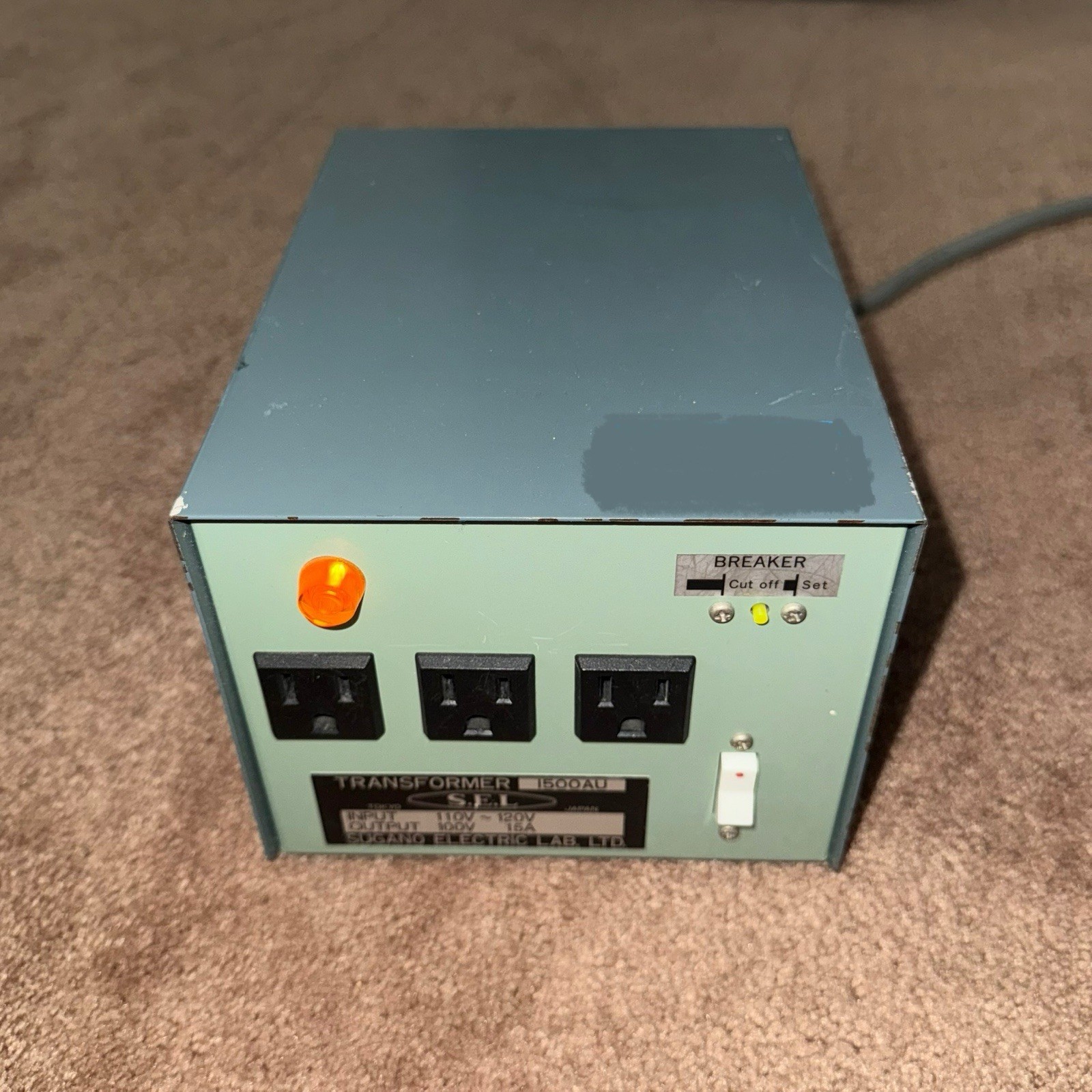 SUGANO ELECTRIC LAB 1500AU Transformer Sugano 110V – 120V TO 100V 15A