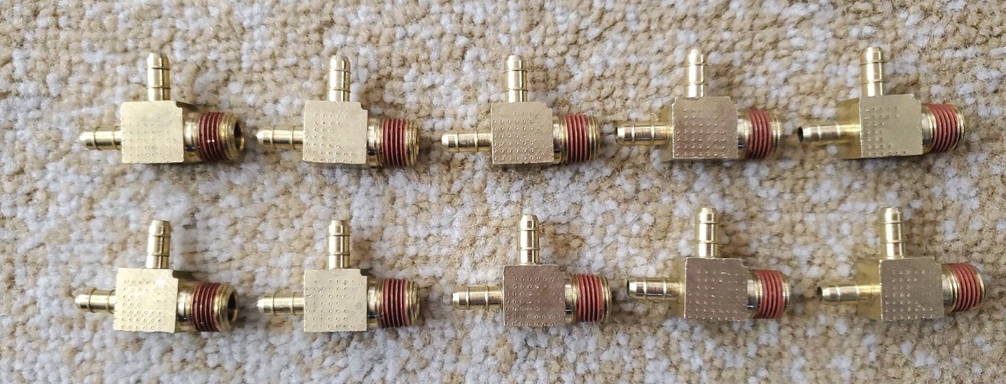 10 Parker 0.202″ Barb x 0.202″ Barb x 1/8″ MNPT Brass Male Tee ,Free Shipping