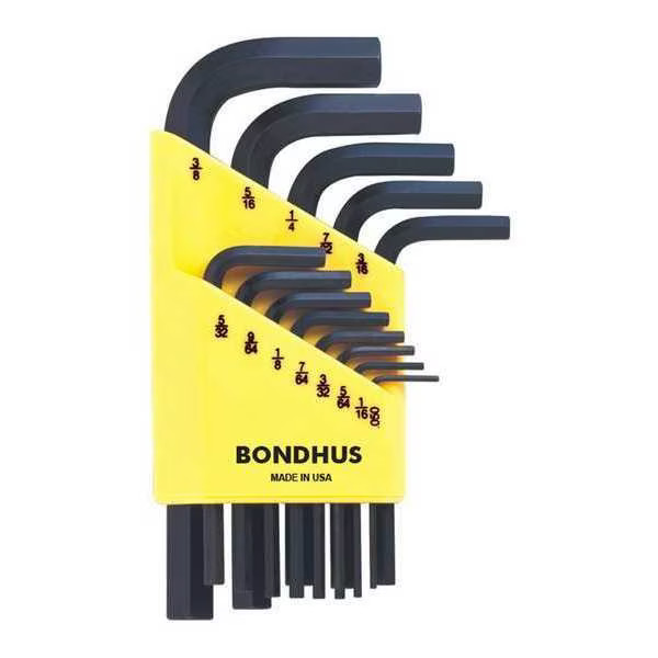 Bondhus 12237 13 Piece SAE L-Shape Hex Key Set, 12237
