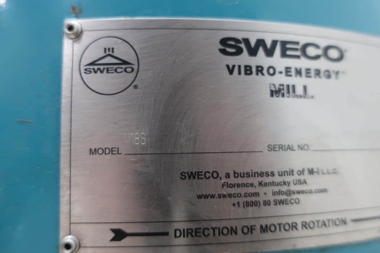 Sweco M18S Vibro-energy Mill 18in 460v-ac 3ph 0.5hp