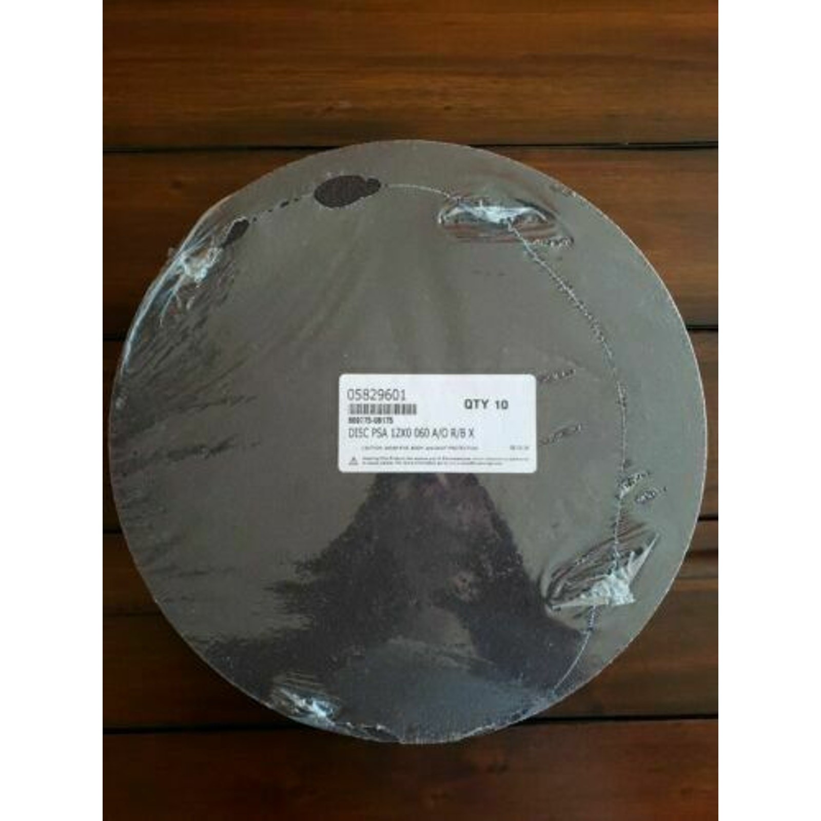 12″ Diam, 60 Grit Aluminum Oxide Adhesive PSA Disc (10 Pieces Box) Part#05829601