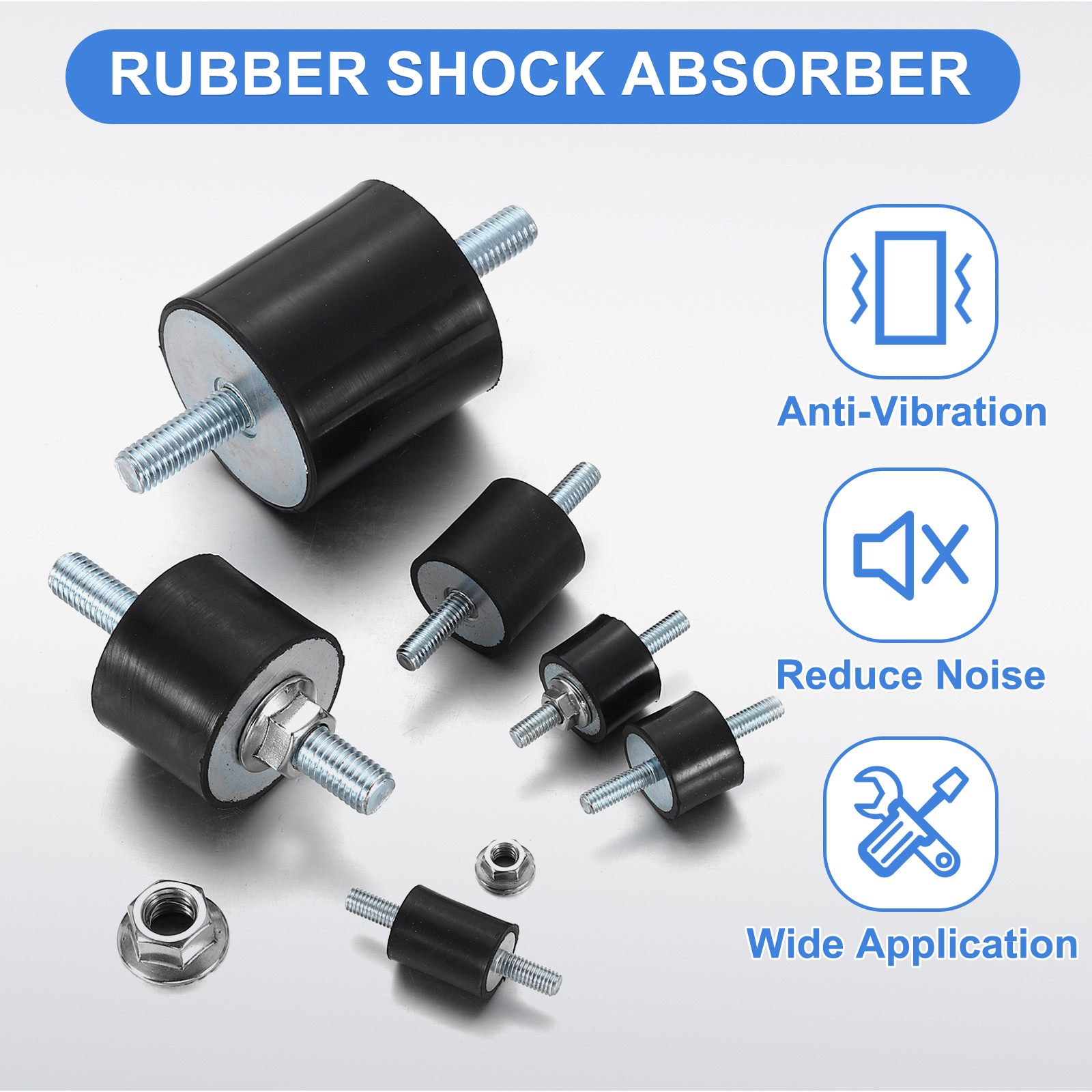 2Pcs M6 x 18mm Rubber Mounts, 20 x 20mm Rubber Vibration Isolator with Nuts