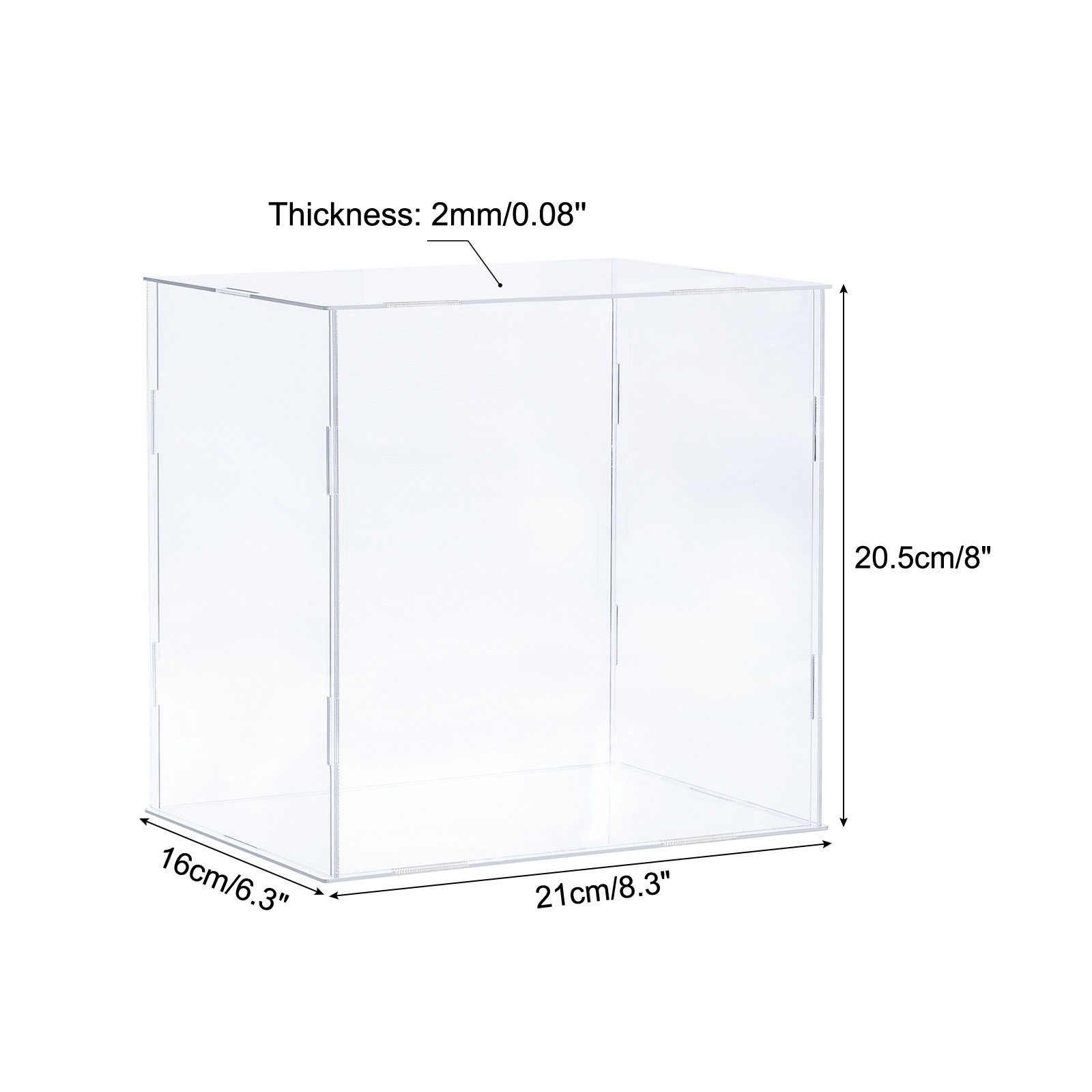 Acrylic Display Case Plastic Box Cube Storage Box Transparent 21x16x20.5cm