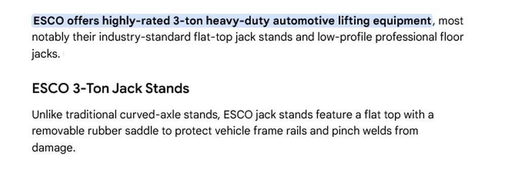 1 NEW ESCO 3 TON JACK STAND WITH CUSHION NNB ***MAKE OFFER***