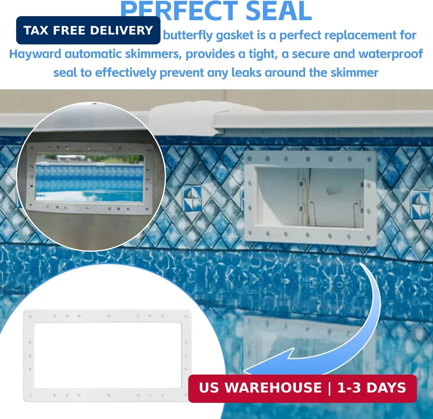 3-Pack 13 3/4″ x 7.5″ Wide Mouth Above Ground Pool Skimmer Gasket for SPX1091Gw,