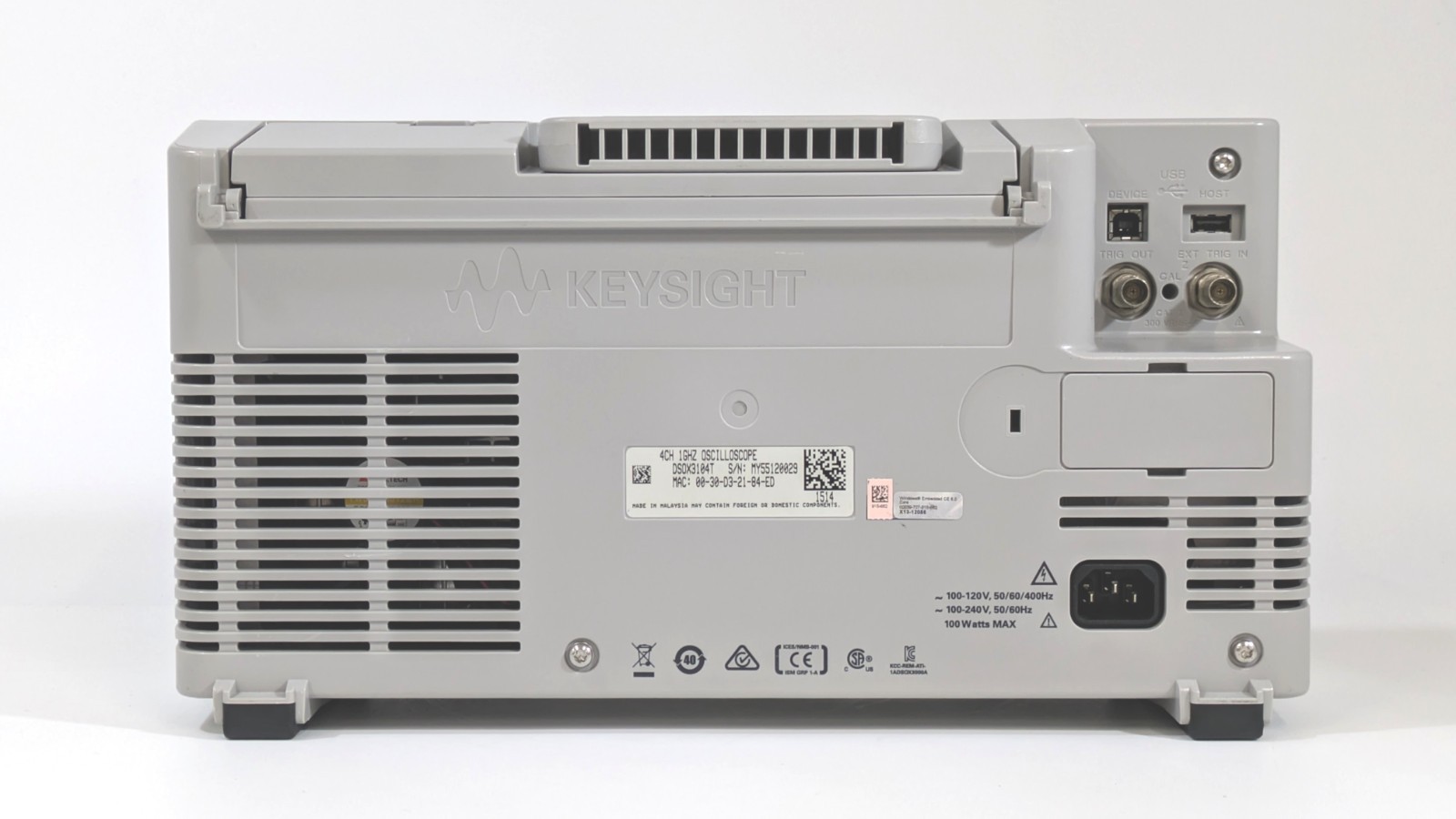 DSOX3104T[Calibrated] Oscilloscope 4CH 1GHz 5GSa/s Keysight S/N:MY55120029