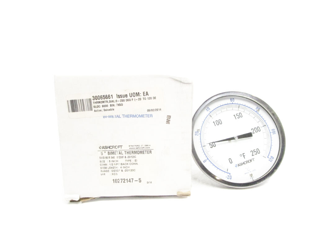 ASHCROFT 50EI60R0400/250F 0/250’F 5″ NSMP