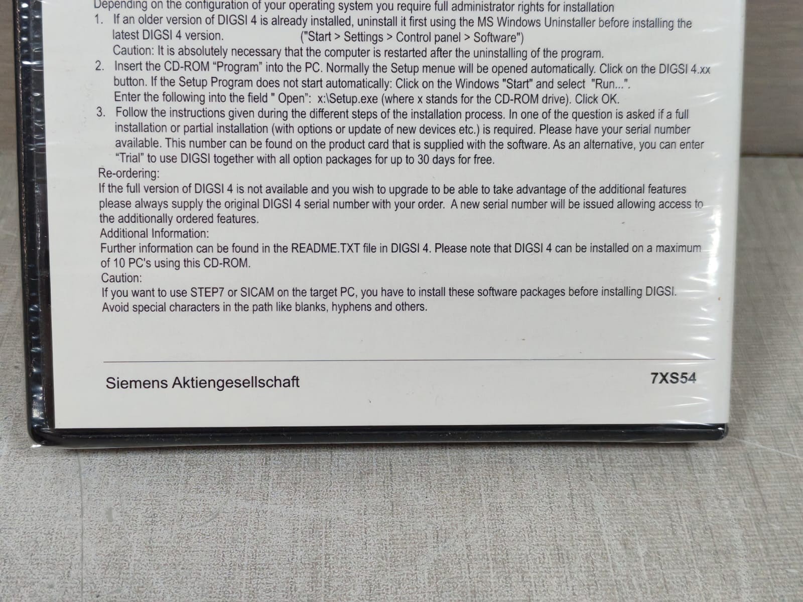 SIEMENS DIGSI4 V4.71 7XS5400-0AA00 BASIS CD-VERSION OPERATIING PROG.FOR SIPROTEC