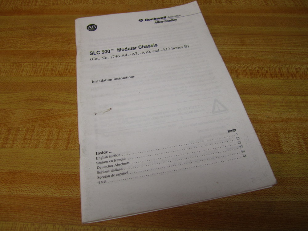 Allen Bradley 40072-042-01 SLC 500 Installation Instructions 40072-042-01 (A)