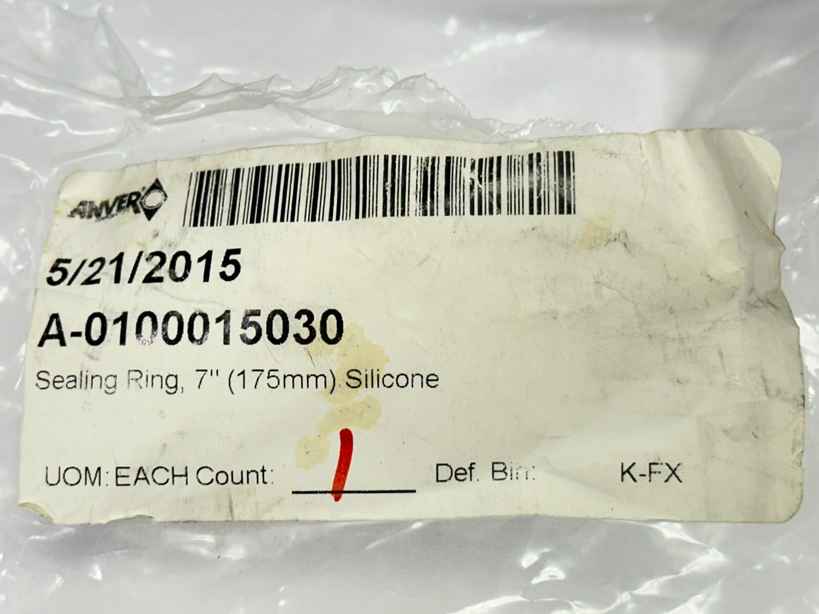 Anver A-0100015030 Silicone Sealing Ring Cleated 7″ 175mm