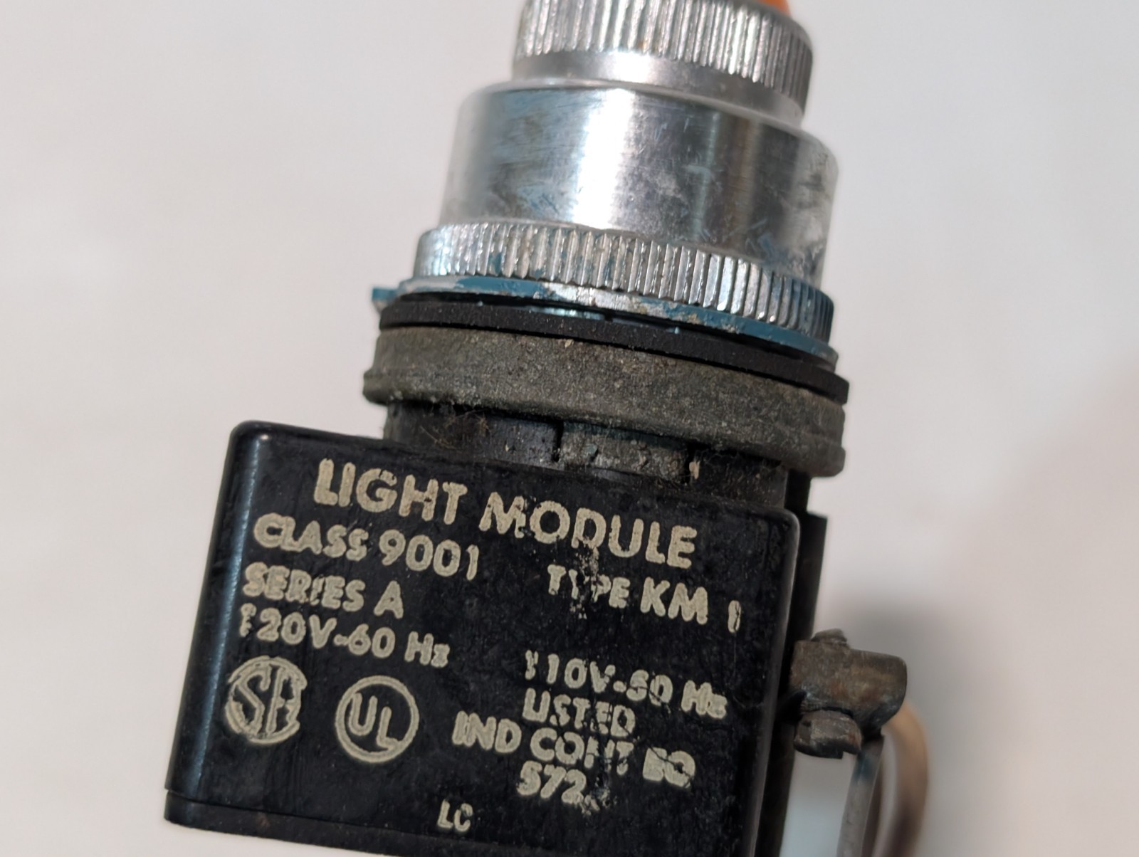 Lot of 2 Square D 9001KM1 amber pilot light modules, 110/120VAC, 30mm, as shown
