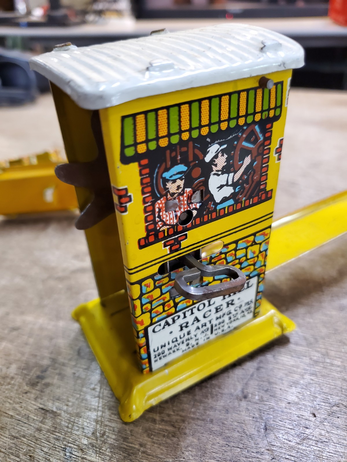 Vintage 1930s Unique Art Capitol Hill Racer Wind-Up Tin Litho Toy for Parts