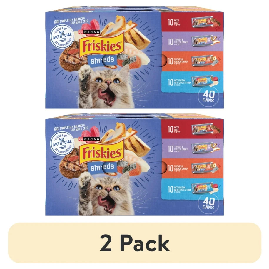 (2 PACK) Friskies® Shreds Adult Cat Wet Food – Variety Pack, 5.5 oz, 40 Cans