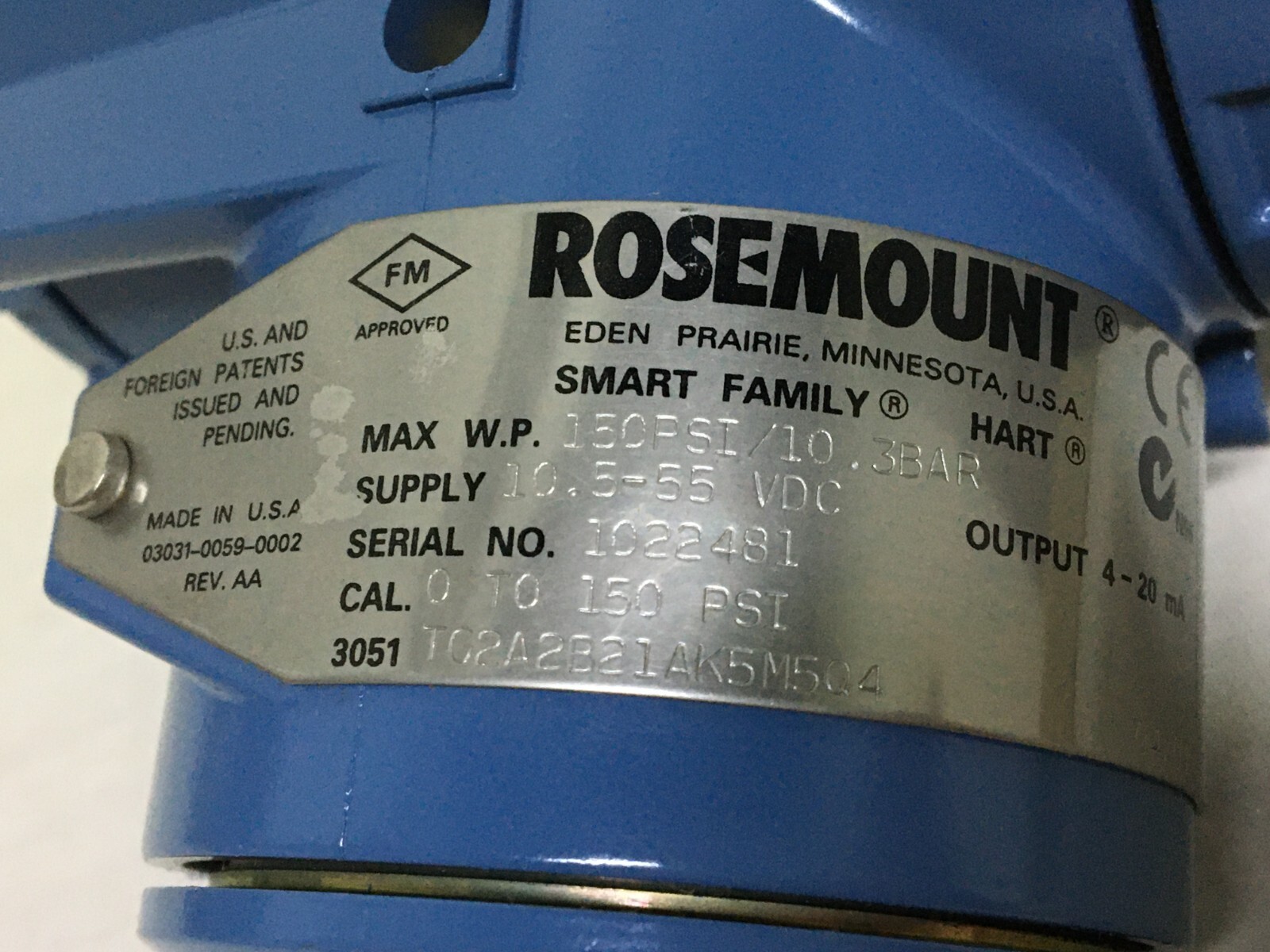 New! Emerson Rosemount 3051TG2A2B21AK5M5Q4 Pressure Transmitter (#20422)