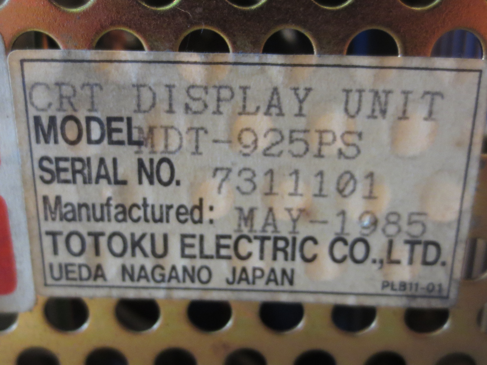 MITSUBISHI CRT CNC MONITOR TOTOKU MDT-925PS 7311101 LOT OF 3 PIECES