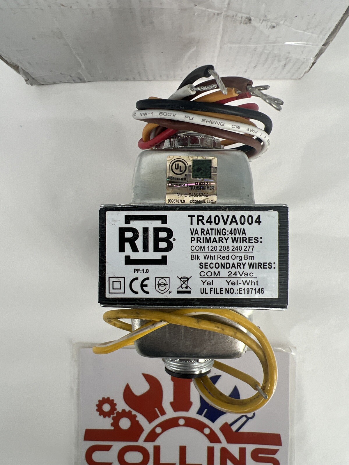 RIB Transformer TR40VA004 40VA Pri-120/208/240/277 Secondary 24VAC