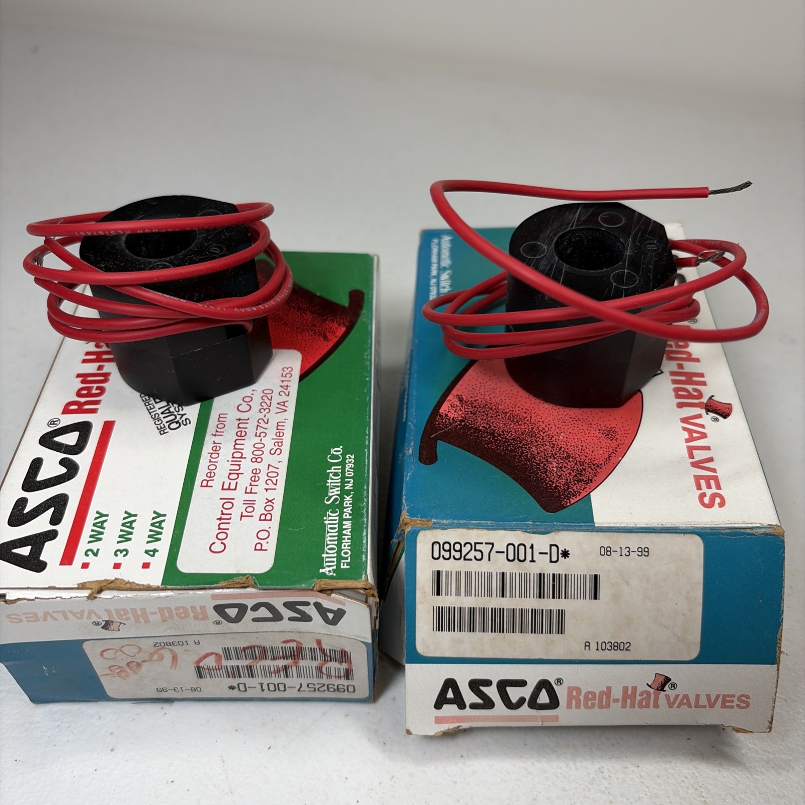 (2) ASCO Red Hat 120V SOLENOID VALVE COIL MP-C-011 099257-001-D 120/60 110/50 FT