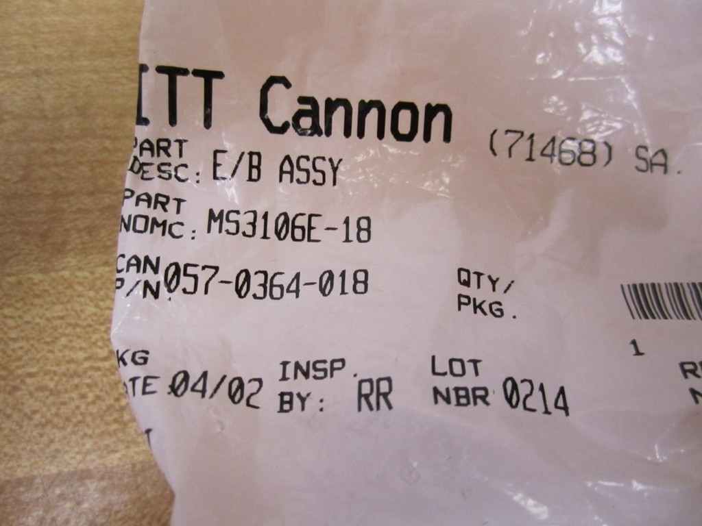 ITT Cannon Electric MS3106E-18 Connector And Fitting