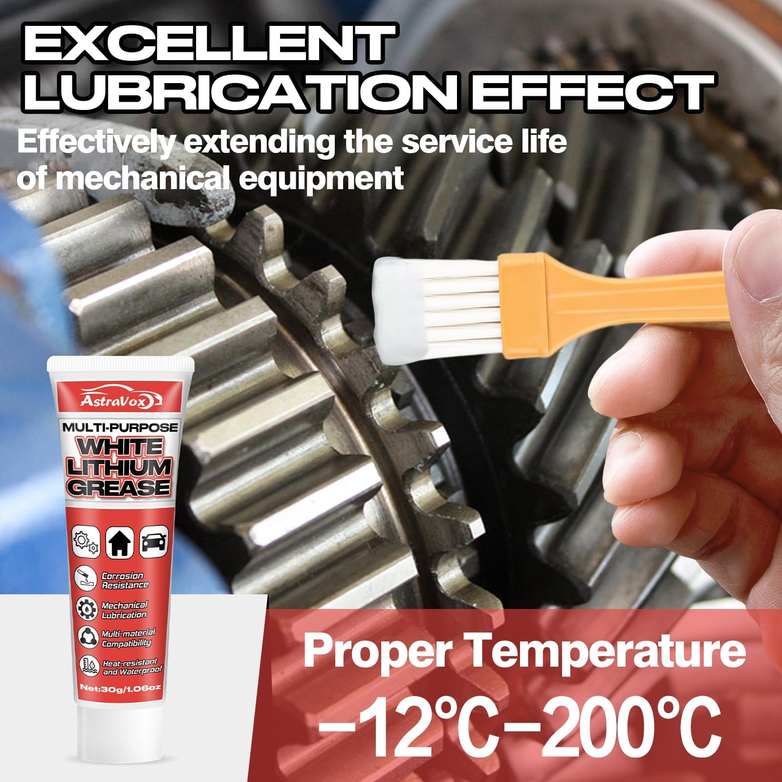 AstraVox White Lithium Grease, Multi-Purpose Lubricant Grease with…