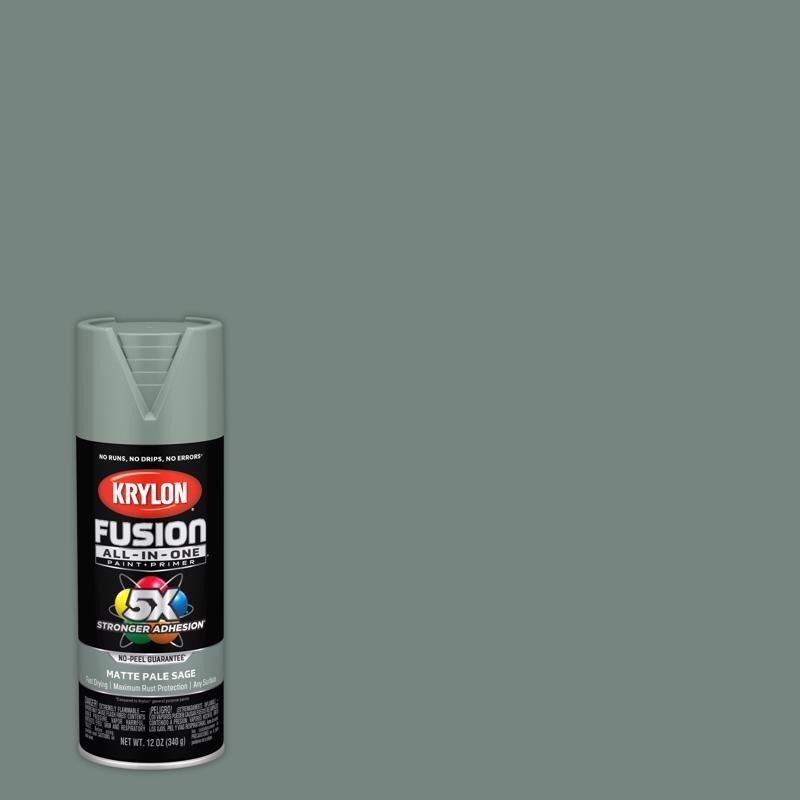 Krylon K02761007 12 Oz Pale Sage Matte Fusion All-In-One Spray Paint(Pack of 6)