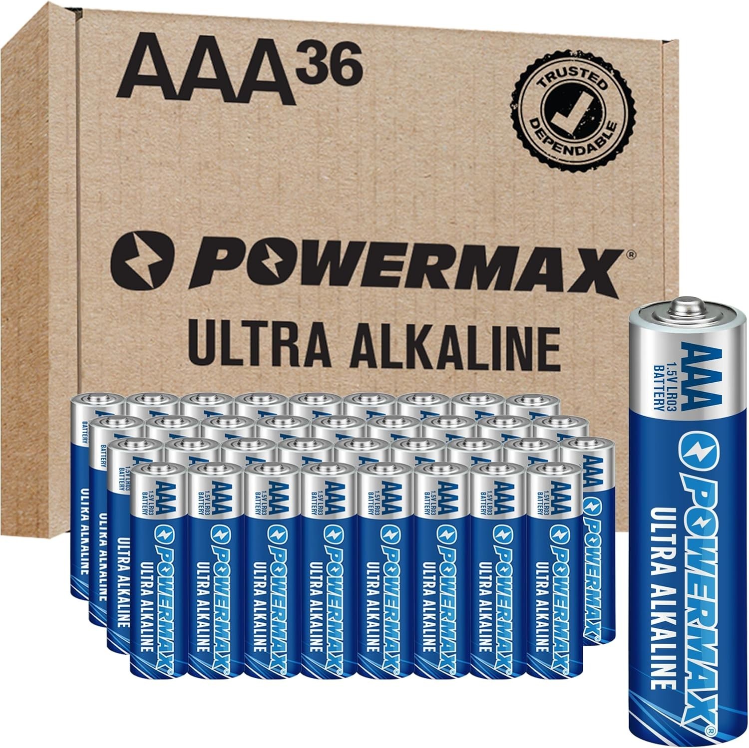 Powermax 36-Count Triple AAA Batteries, Ultra Long Lasting, 10-Year Shelf Life