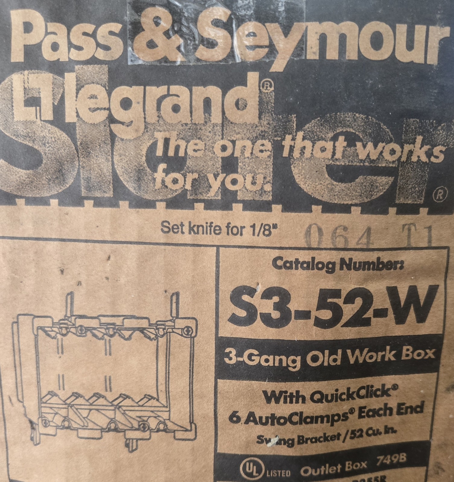 Slater PASS & SEYMOUR S3-52-W OLD WORK BOX 52 CU-IN 3 GANGS GRAY – 6 Autoclamps