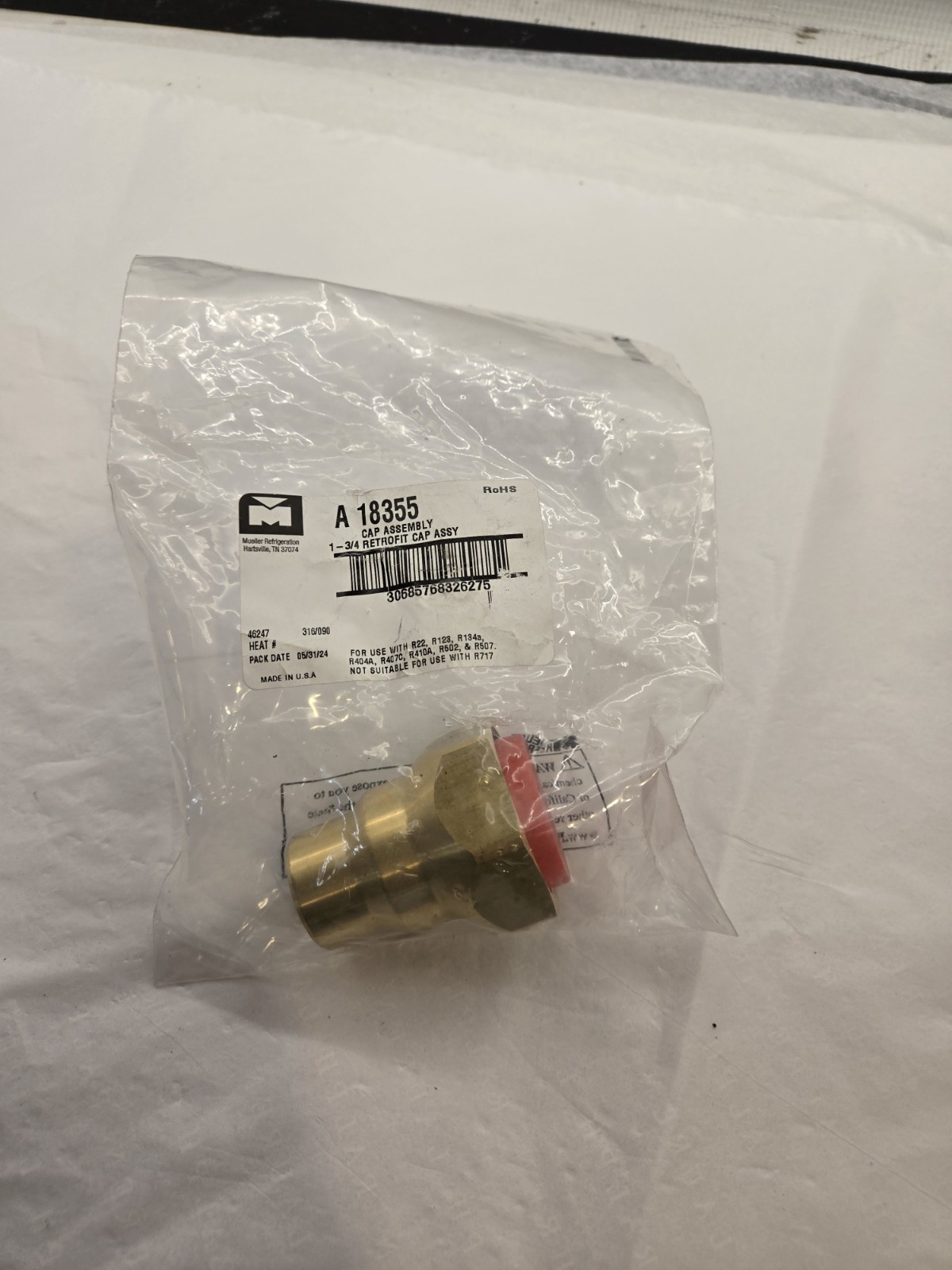 Mueller Industries A18355 Retrofit Cap Assembly Durable Brass