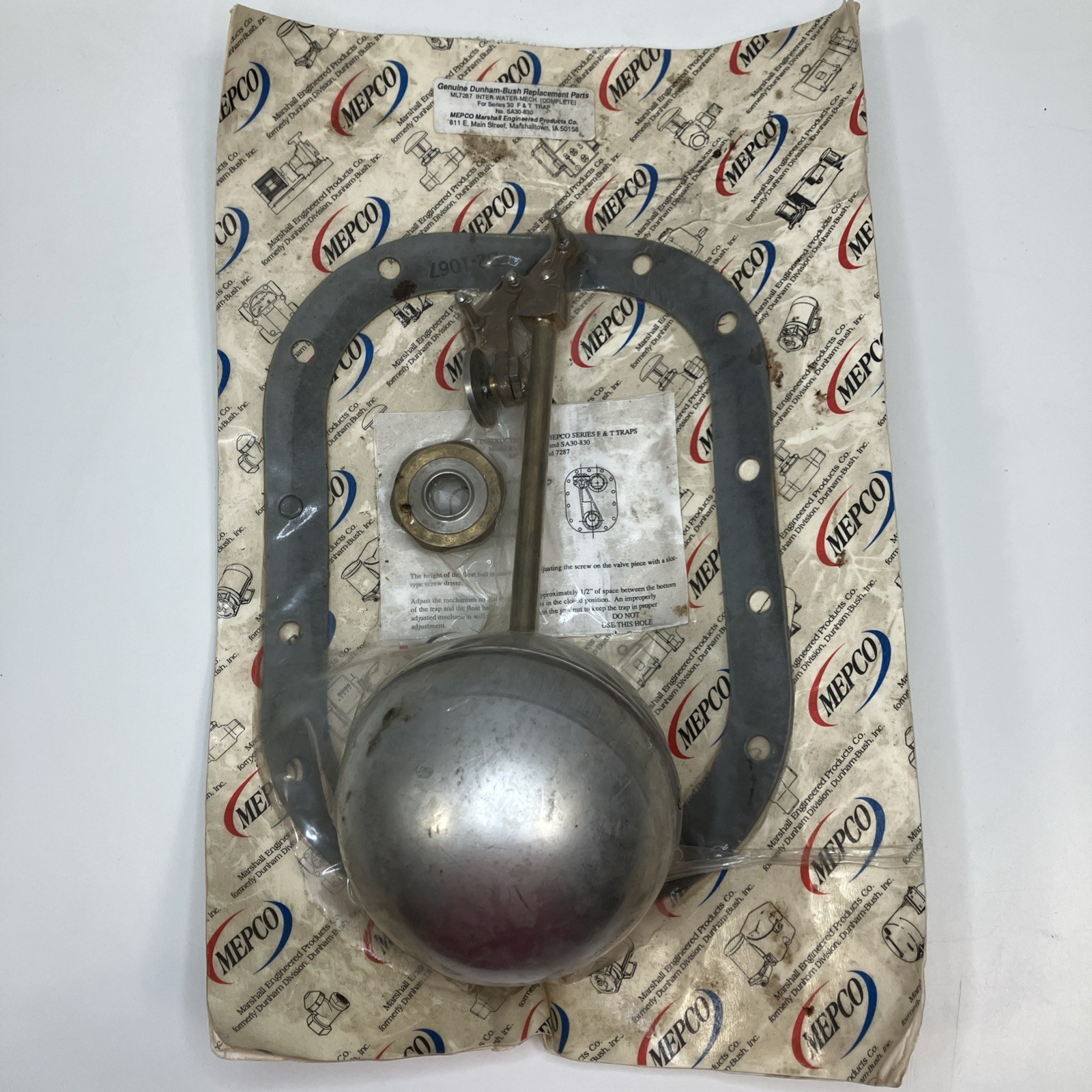 New MEPCO / Dunham-Bush ML7287 SA30-830 F&T Trap Internal Mechanism Repair Kit