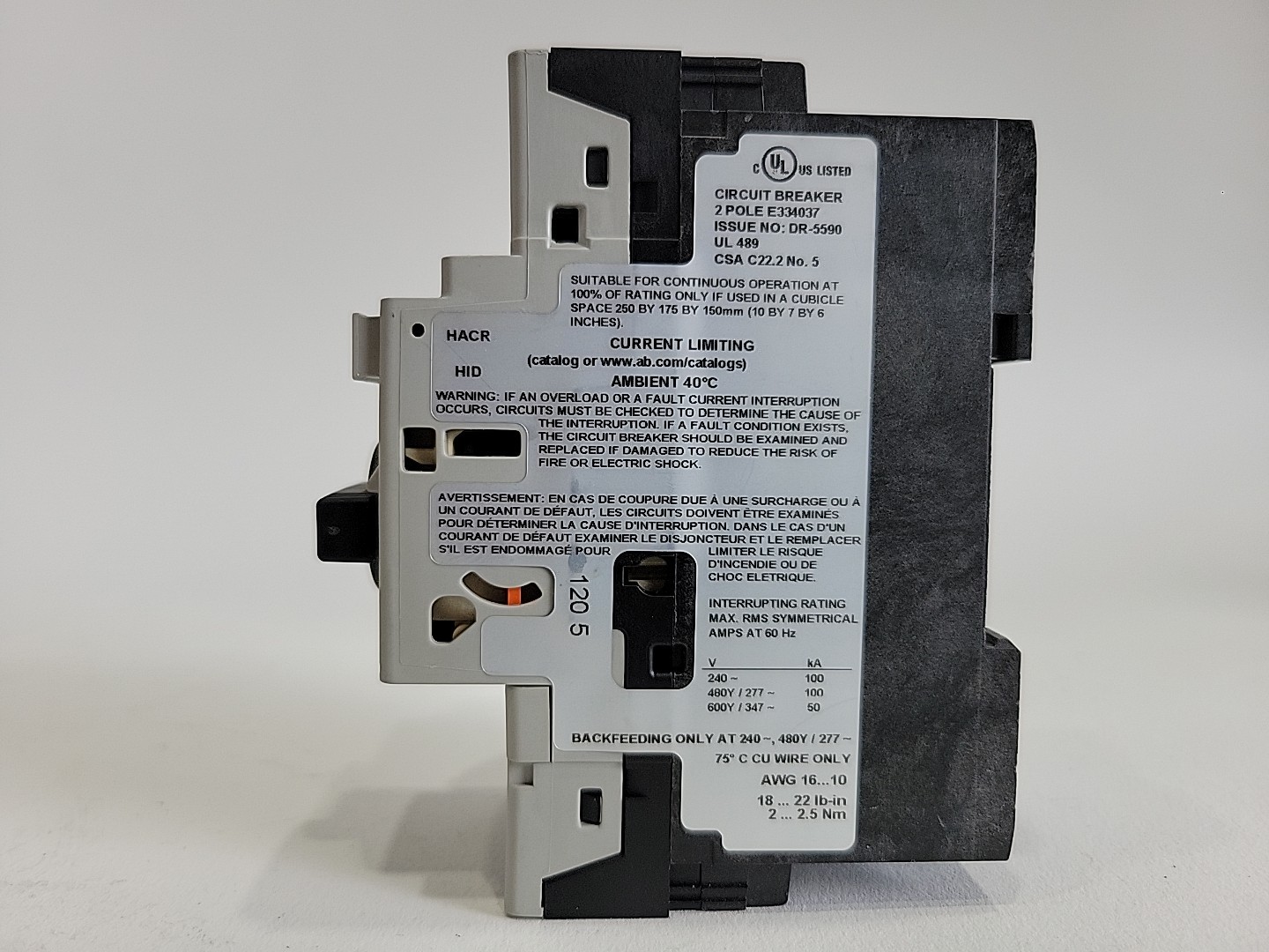 ALLEN BRADLEY MOLDED CASE CIRCUIT BREAKER 140U-D6D2-C10 10A 100kA @ 480Y/277V