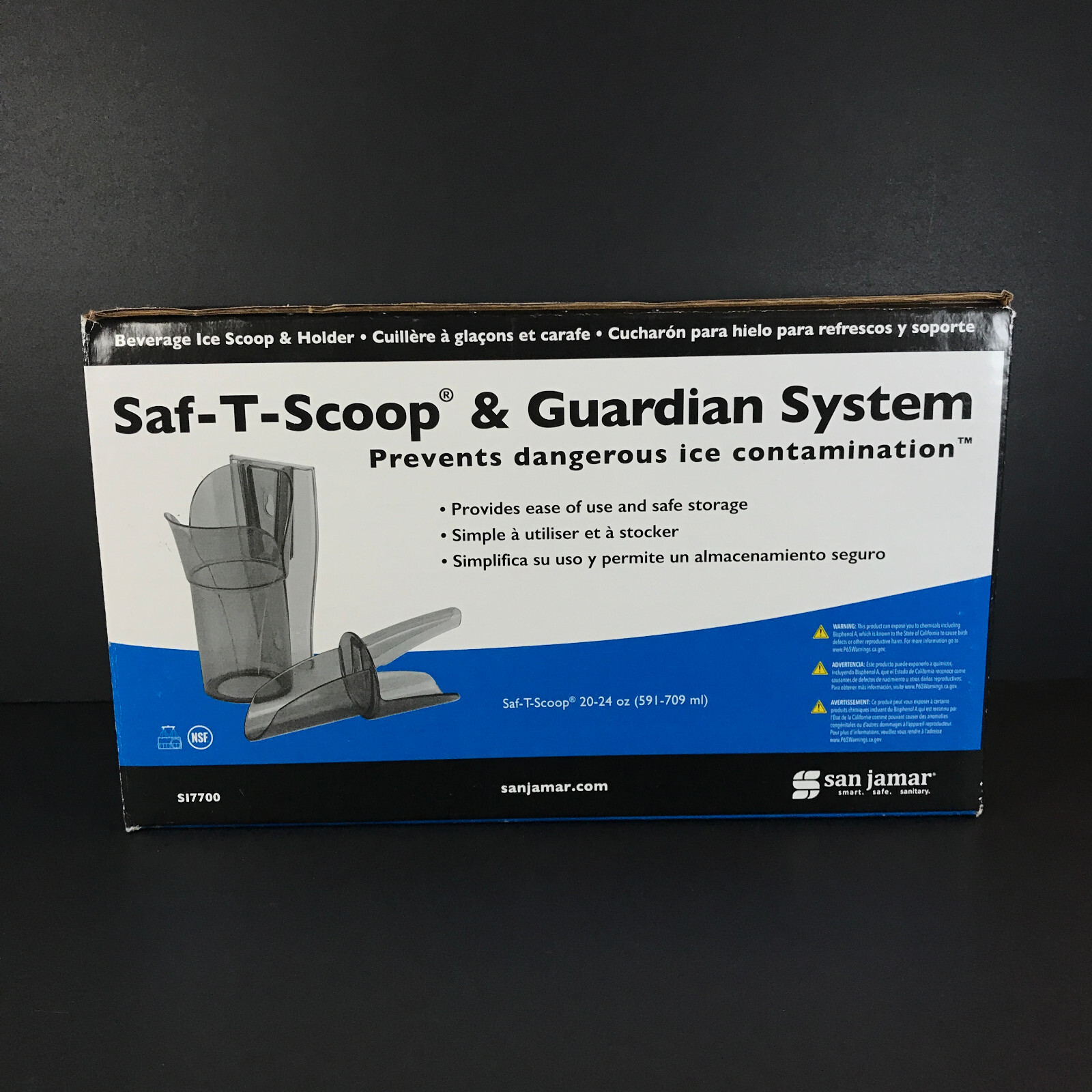San Jamar Saf-T-Scoop & Guardian System Ice 20-24oz For Hotel Restaurant SI7000