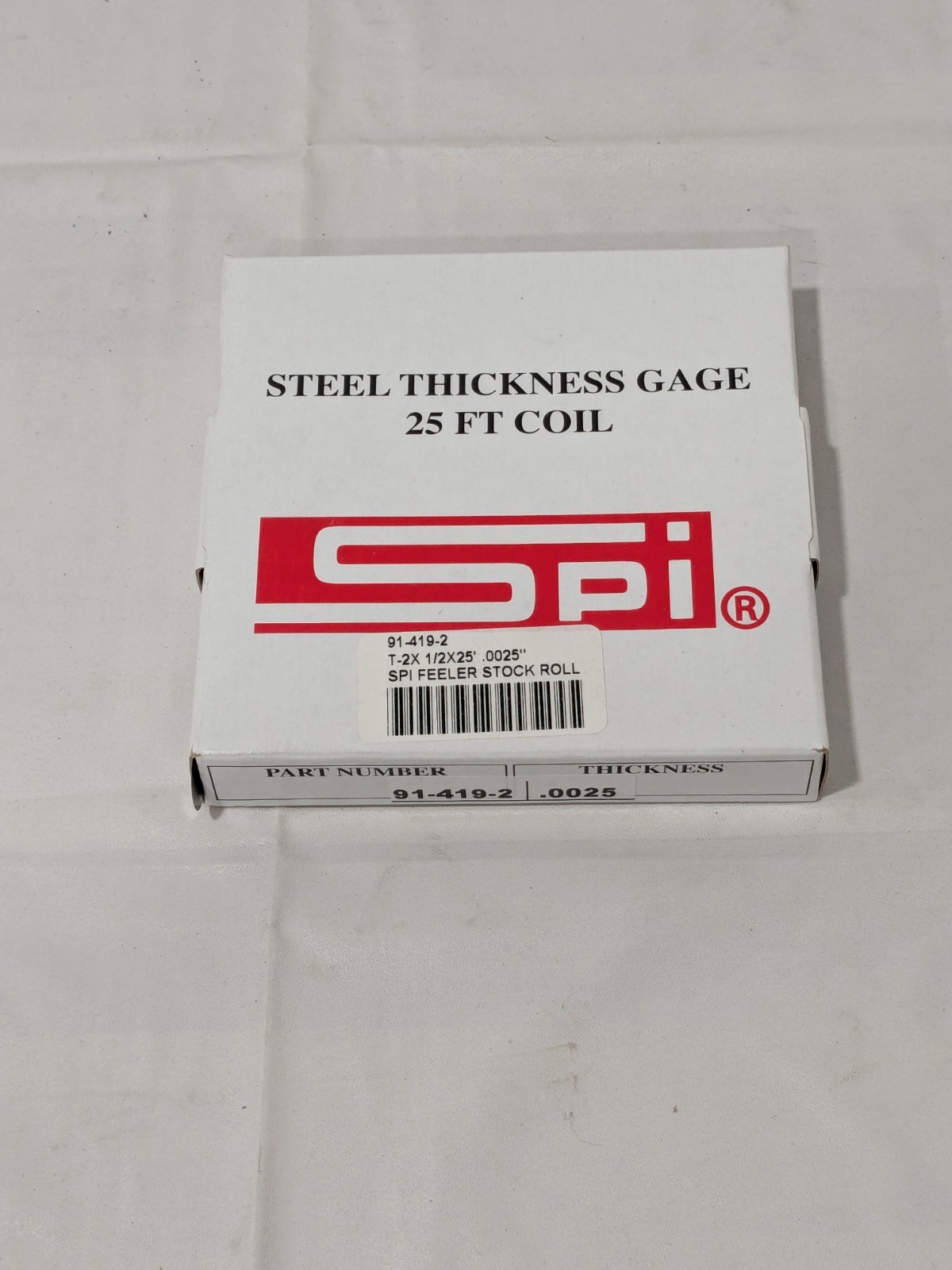 SPI Feeler Stock Roll: 0.0025″ Thick, 1/2″ Wide, 25′ Long 91-419-2