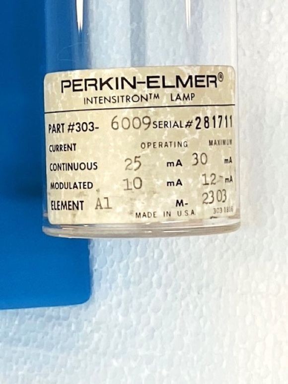 PERKIN ELMER INTENSITRON LAMP P/N 303-6009 ELEMENT AL1