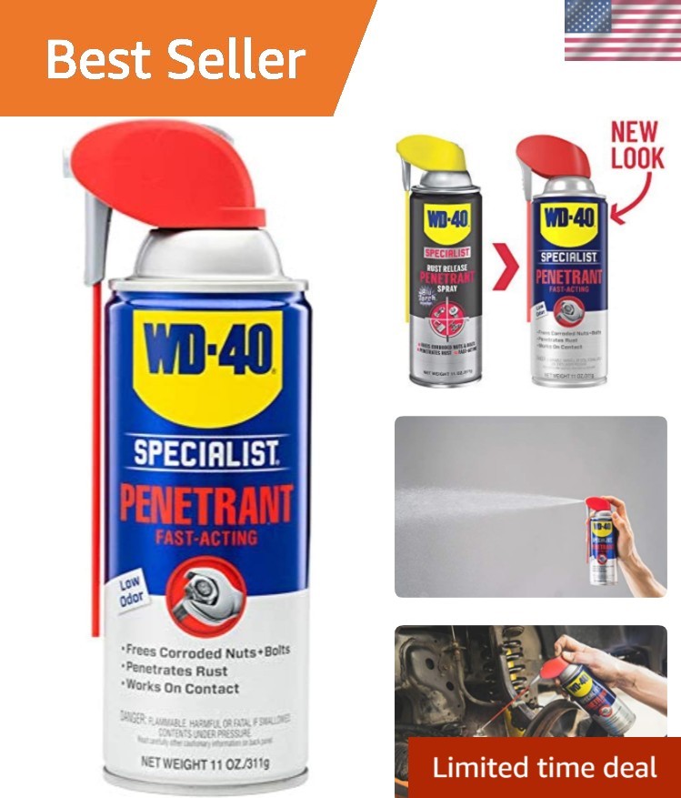 Fast-Acting WD-40 Penetrant with Smart Straw – Breaks Rust & Prevents Corrosion
