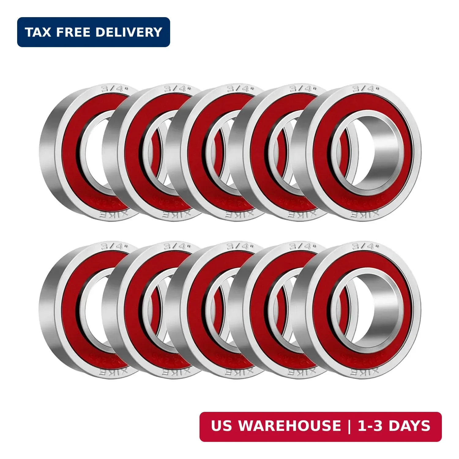 10 Pack 3/4 ID x 1-3/8 OD Flanged Ball Bearings for Lawn Mower Cart Wheel Parts.