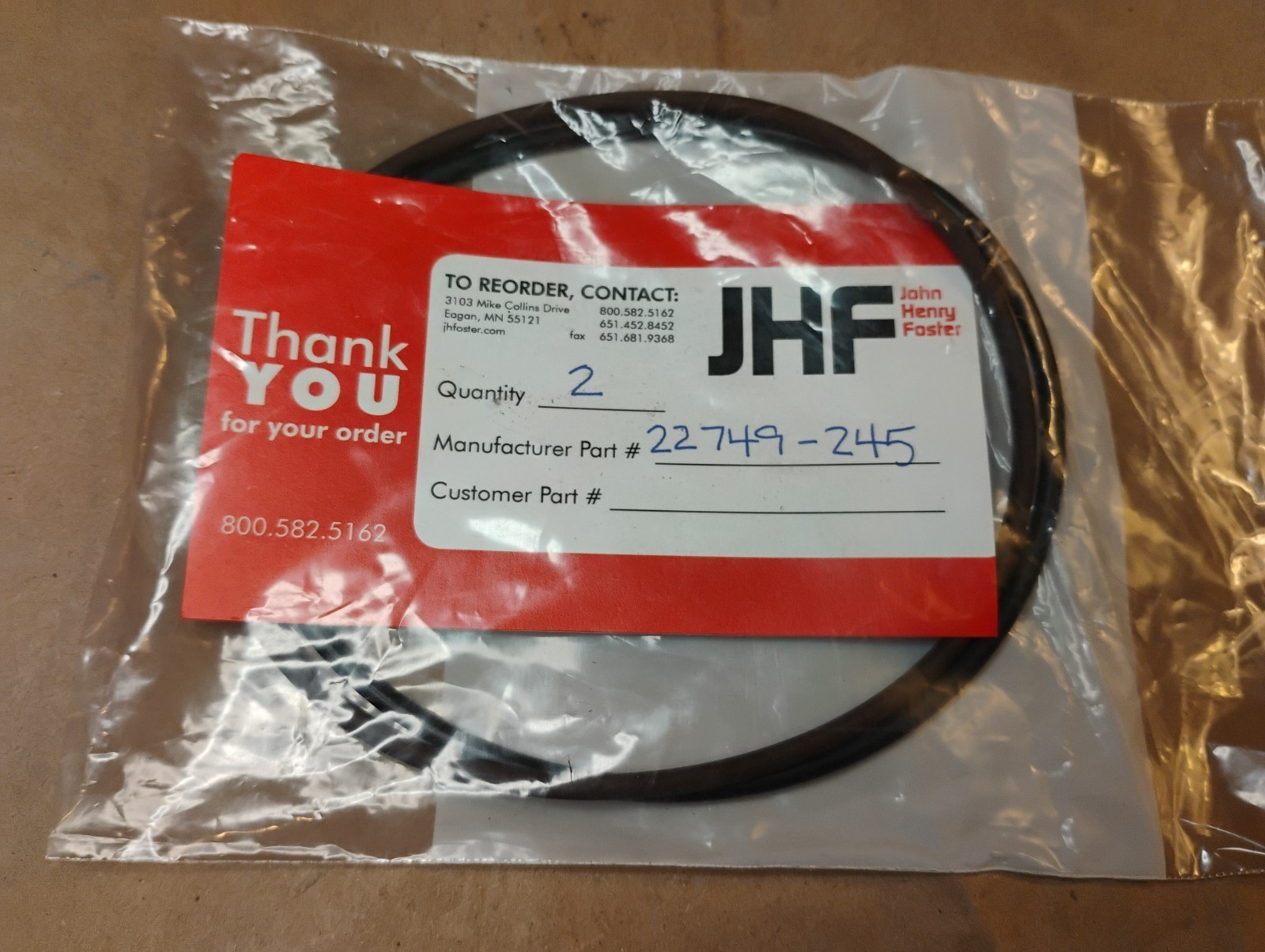 2, Quincy Air Compressor JHF 22749-245 O-ring Viton 4.38″ ID x .12″ W