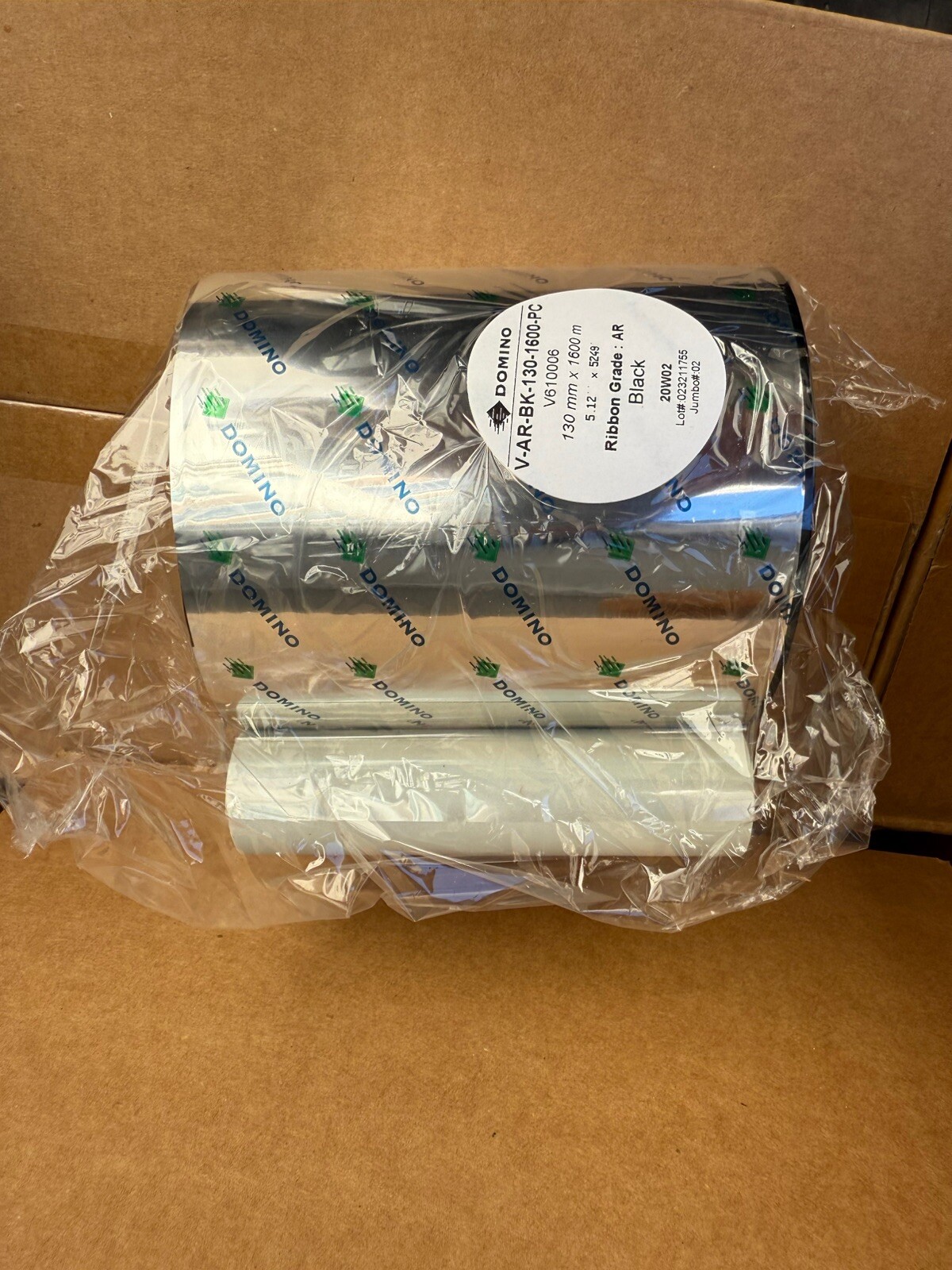 Box Of 5 Domino V-AR-BK-130-1600-PC Transfer Ribbon AR Black 130mm X 1600m *New