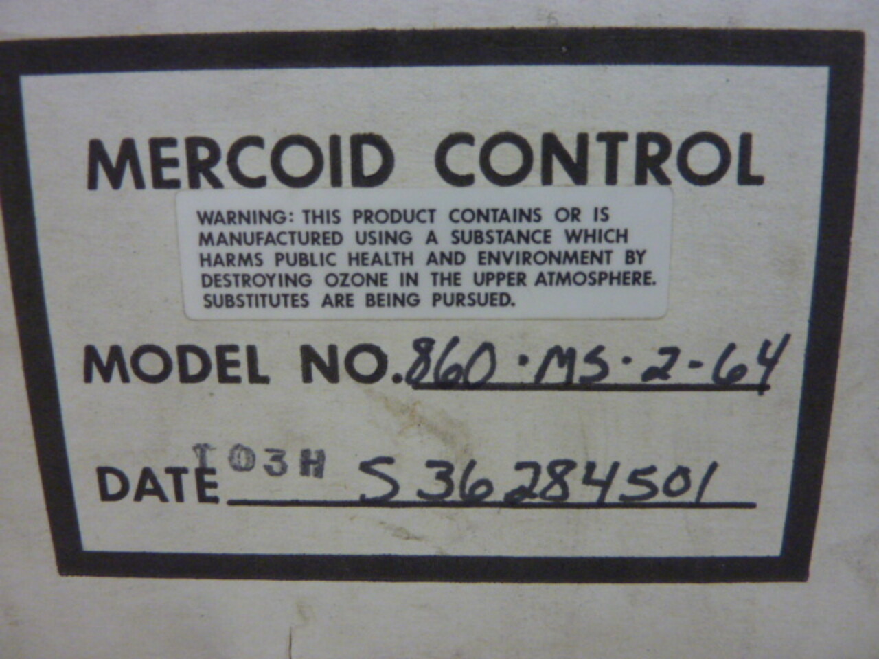 MERCOID Thermostat 860MS-2-64 New #55644