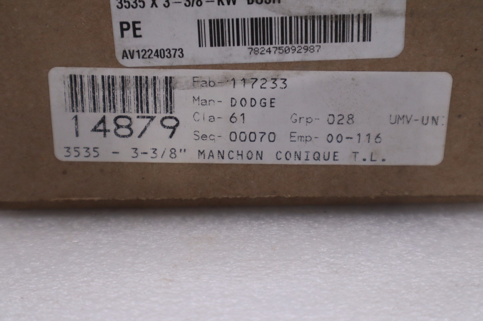 Dodge 117233 3535 X 3 -3/8-KW TAPER LOCK BUSH – NEW IN BOX – STOCK GF456A
