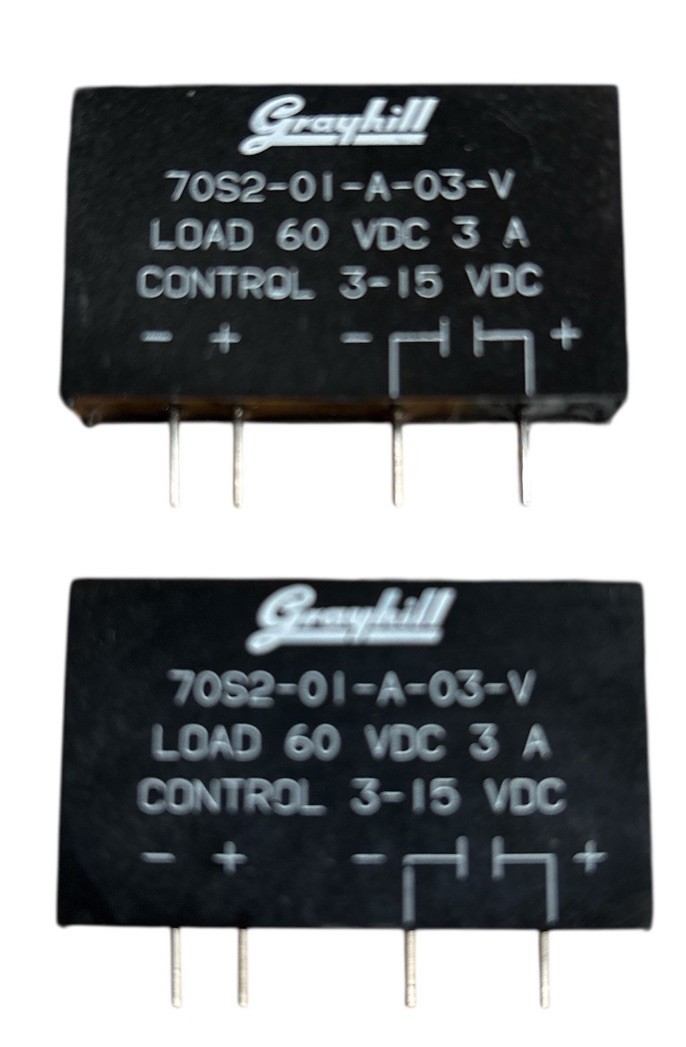 LOT Of 2 GRAYHILL 3A 60V SPST-NO SOLID STATE RELAY 70S2-01-A-03-V