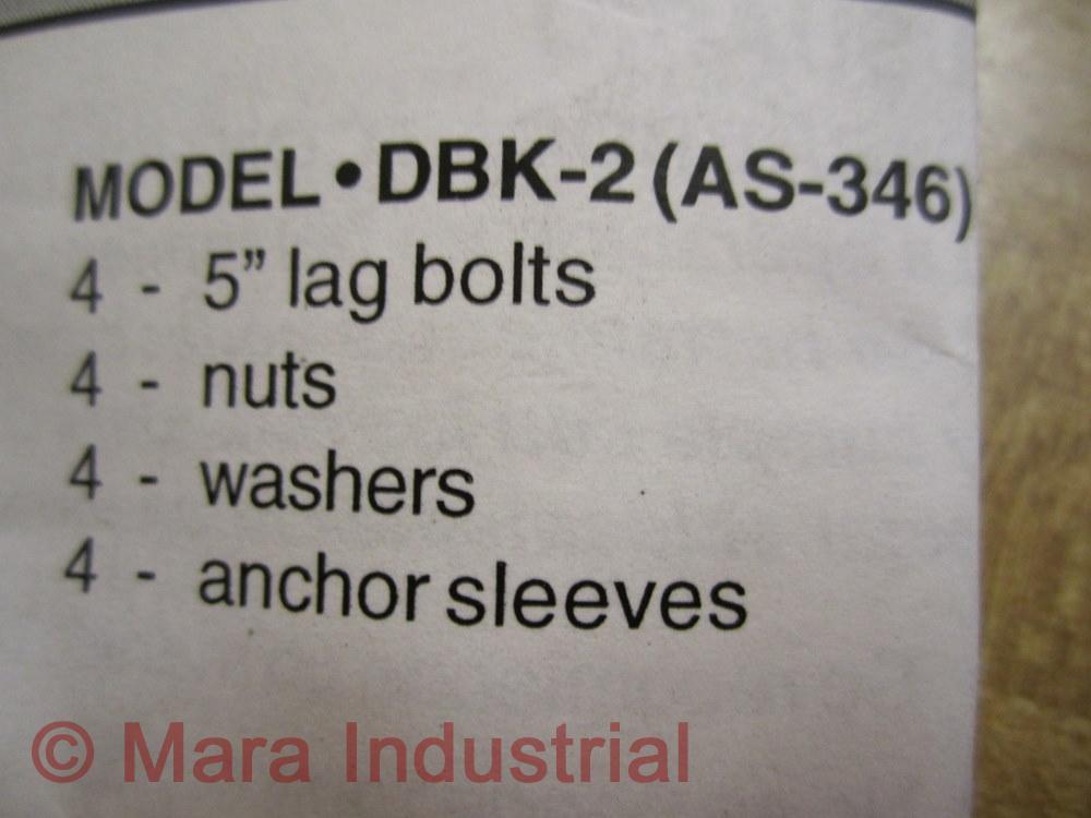 Part DBK-2 (AS-346) 5 Inch 3/4 Inch LAG Bolts Bag Of 4