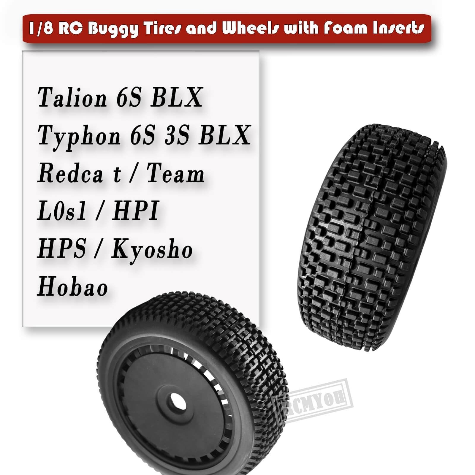RC 17mm Tires for 1/8 Talion 6S BLX,Typhon 6S 3S BLX,Redca t,Team,L0s1,HPI,HP…