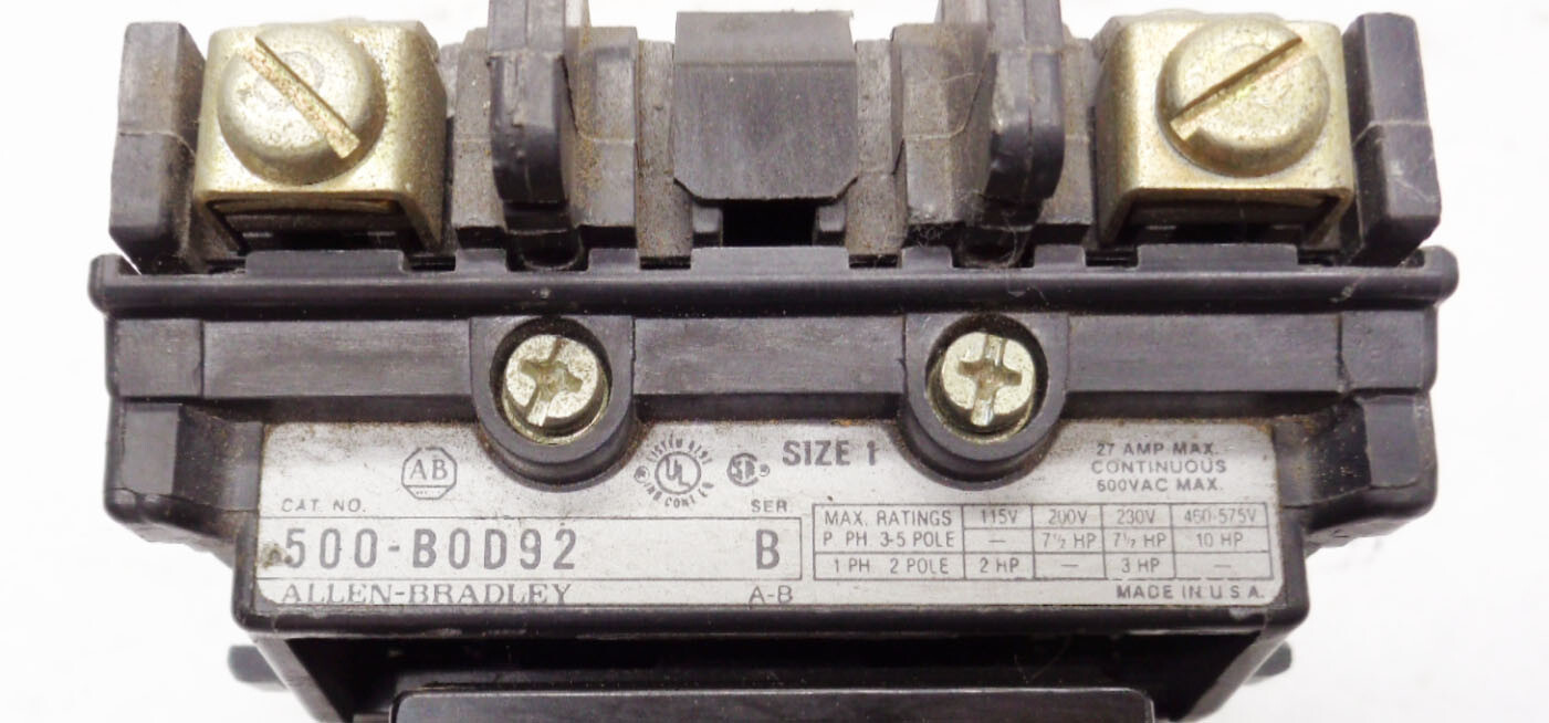 ALLEN BRADLEY 500-BOD92 /B STARTER SIZE 1 500-B0D92 CB236 110/120V 50/60HZ COIL